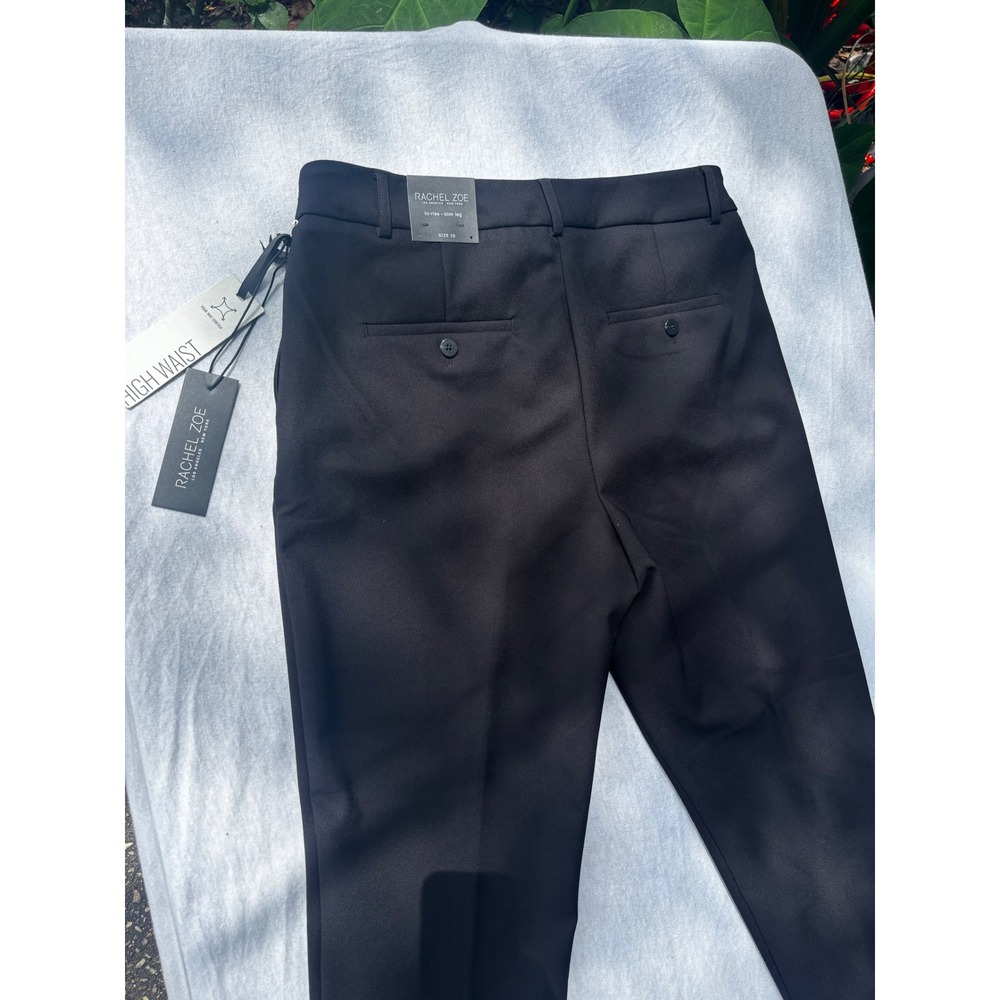 Rachel Zoe Black High Rise Slim Leg Trousers Dress Pants Size 10 NWT - Picture 2 of 9
